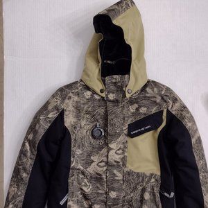 Obermeyer Boys Size 6 Ski Jacket Camo Green and Tan Animal Print
